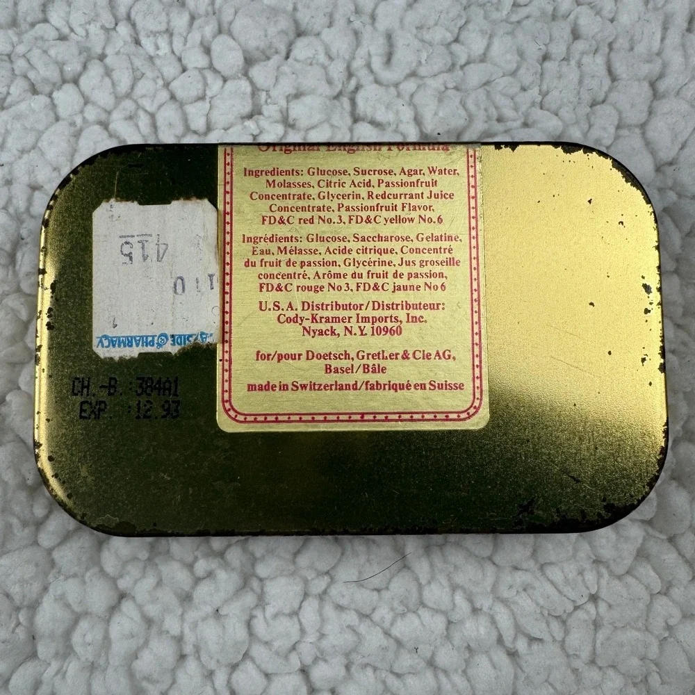 Vintage‎ EC Redcurrant Pastilles Gold Metal Tin Original English Formula 1993